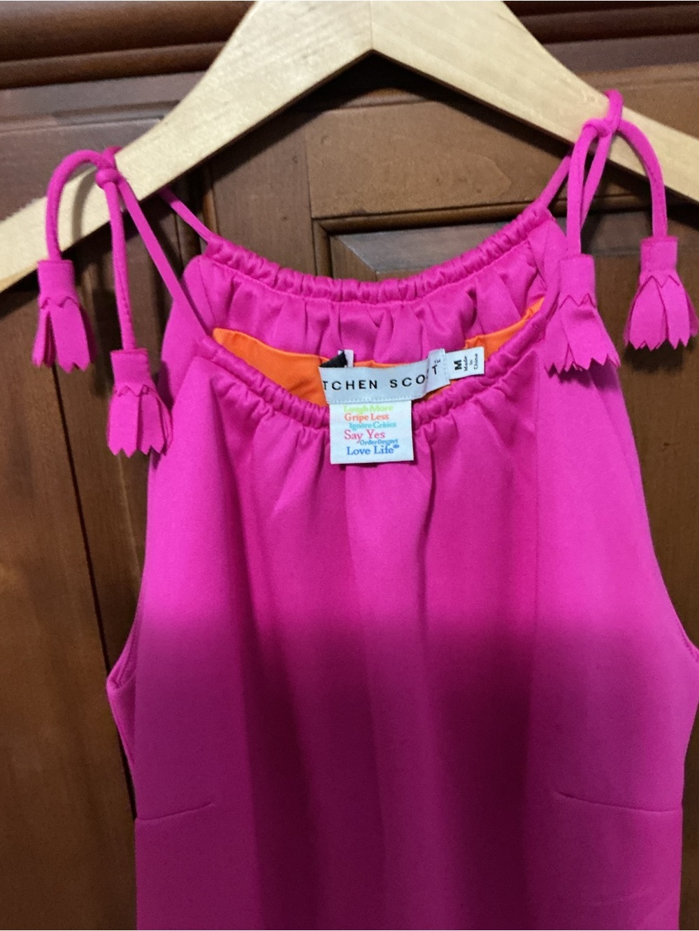 Gretchen Scott Designs Hot Pink Halter Camisole with Tassel Ties